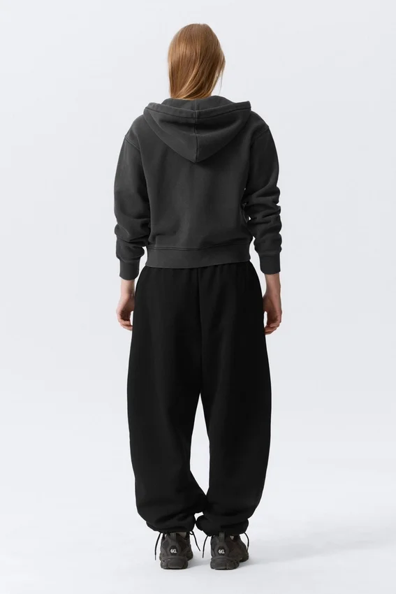 Fitted Zip Hoodie – Washed Black Fitted Zip Hoodie – Washed Black