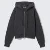 Fitted Zip Hoodie – Washed Black Fitted Zip Hoodie – Washed Black