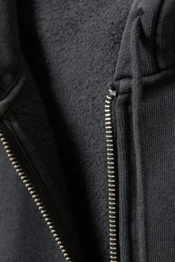 Fitted Zip Hoodie – Washed Black Fitted Zip Hoodie – Washed Black