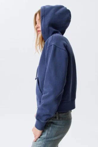 Fitted Zip Hoodie – Washed Dark Blue