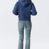 Fitted Zip Hoodie – Washed Dark Blue Fitted Zip Hoodie – Washed Dark Blue