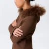 Fitted Zip Hoodie with Faux-Fur Trim – Brown Fitted Zip Hoodie with Faux-Fur Trim – Brown