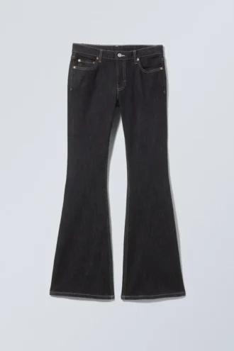 Flame Low Rise Slim Flared Jeans – Black Rinse – Black