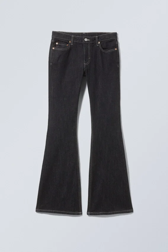 Flame Low Rise Slim Flared Jeans – Black Rinse – Black Flame Low Rise Slim Flared Jeans – Black Rinse – Black