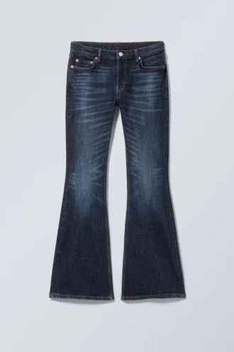 Flame Low Rise Slim Flared Jeans – Vein Blue – Dark Blue
