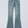 Flame Low Rise Slim Flared Leg Twist Jeans – Turquoise Dust – Medium Blue Flame Low Rise Slim Flared Leg Twist Jeans – Turquoise Dust – Medium Blue
