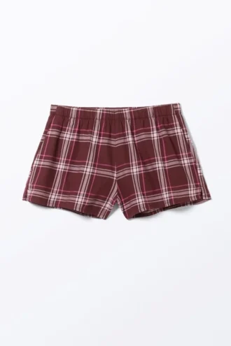 Flannel Boxer Shorts – Dark Red Check