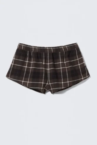 Flannel Pyjama Boxer Shorts – Checked Brown