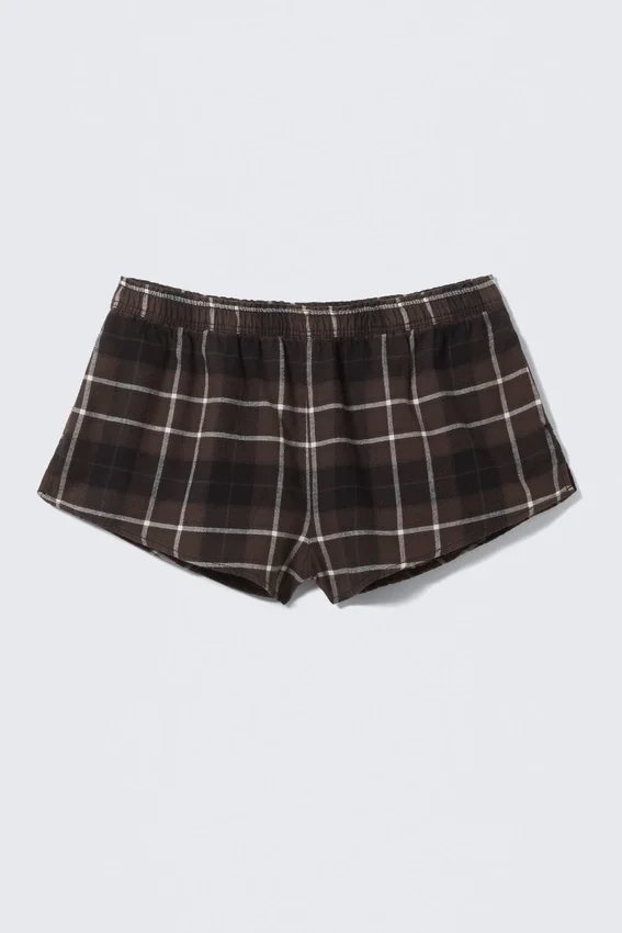 Flannel Pyjama Boxer Shorts – Checked Brown Flannel Pyjama Boxer Shorts – Checked Brown