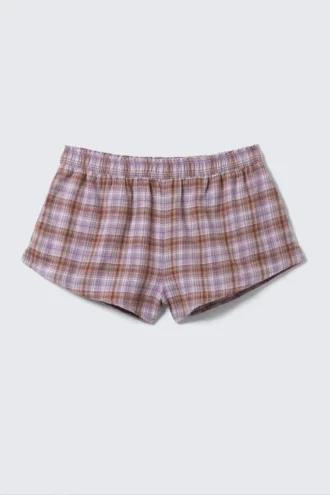 Flannel Pyjama Boxer Shorts – Purple Check