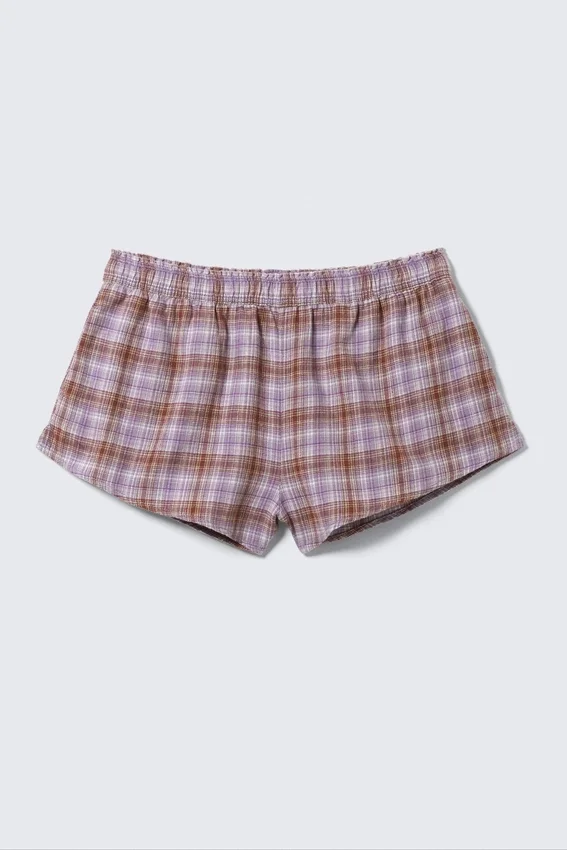 Flannel Pyjama Boxer Shorts – Purple Check Flannel Pyjama Boxer Shorts – Purple Check