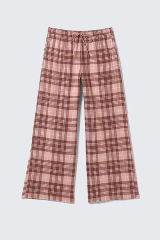 Flannel Pyjama Trousers – Pink & Brown Check