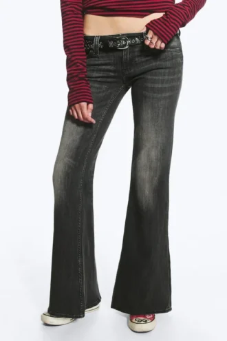 Flare Low Rise Flared Skinny Jeans – Mustard Black – Black | Cheap Monday Gb