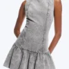 Flared Boat-Neck Mini Twill Dress – Washed Grey Flared Boat-Neck Mini Twill Dress – Washed Grey