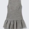 Flared Boat-Neck Mini Twill Dress – Washed Grey Flared Boat-Neck Mini Twill Dress – Washed Grey