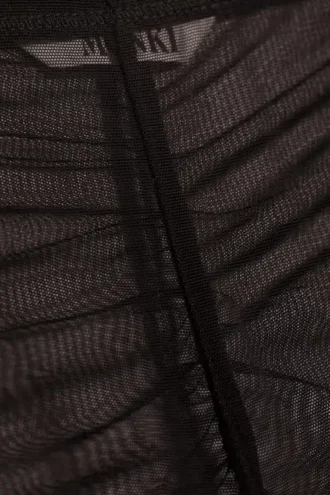 Flared Printed Mesh Trousers – Dark Brown