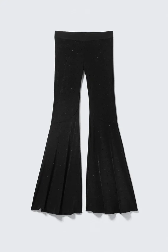 Flared Rhinestone Trousers – Black – Rhinestones Flared Rhinestone Trousers – Black – Rhinestones