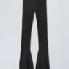 Flared Split Hem Nylon Leggings – Black Flared Split Hem Nylon Leggings – Black