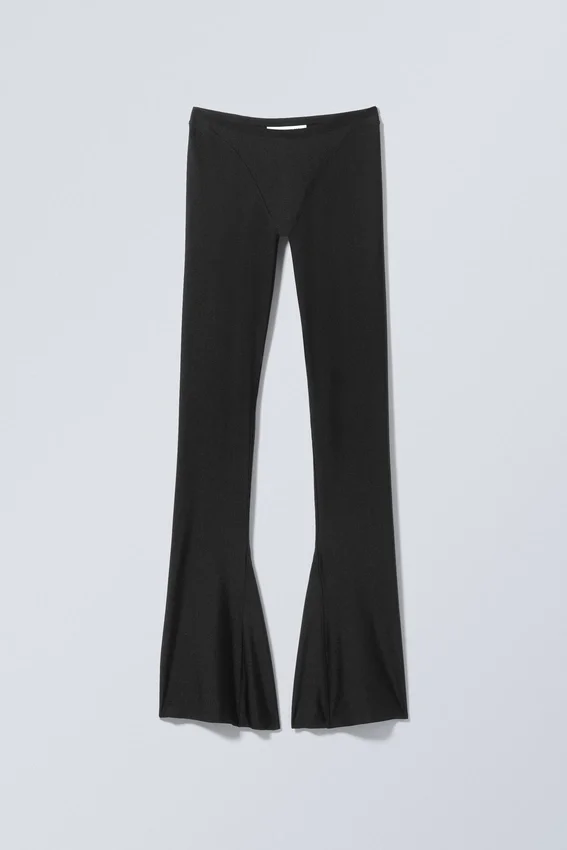 Flared Split Hem Nylon Leggings – Black Flared Split Hem Nylon Leggings – Black