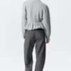 Flounced Hem Knitted Sweater – Grey Melange Flounced Hem Knitted Sweater – Grey Melange
