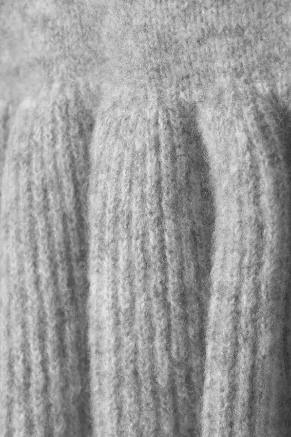 Flounced Hem Knitted Sweater – Grey Melange Flounced Hem Knitted Sweater – Grey Melange
