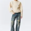 Flounced Hem Knitted Sweater – Off-White Flounced Hem Knitted Sweater – Off-White