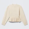 Flounced Hem Knitted Sweater – Off-White Flounced Hem Knitted Sweater – Off-White