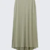 Flowy High-Low Maxi Skirt – Khaki Green Flowy High-Low Maxi Skirt – Khaki Green