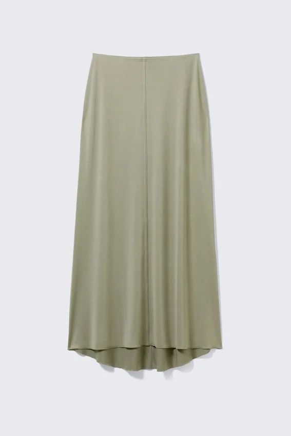 Flowy High-Low Maxi Skirt – Khaki Green Flowy High-Low Maxi Skirt – Khaki Green