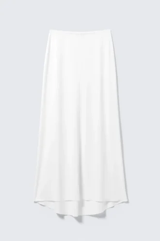 Flowy High-Low Maxi Skirt – White
