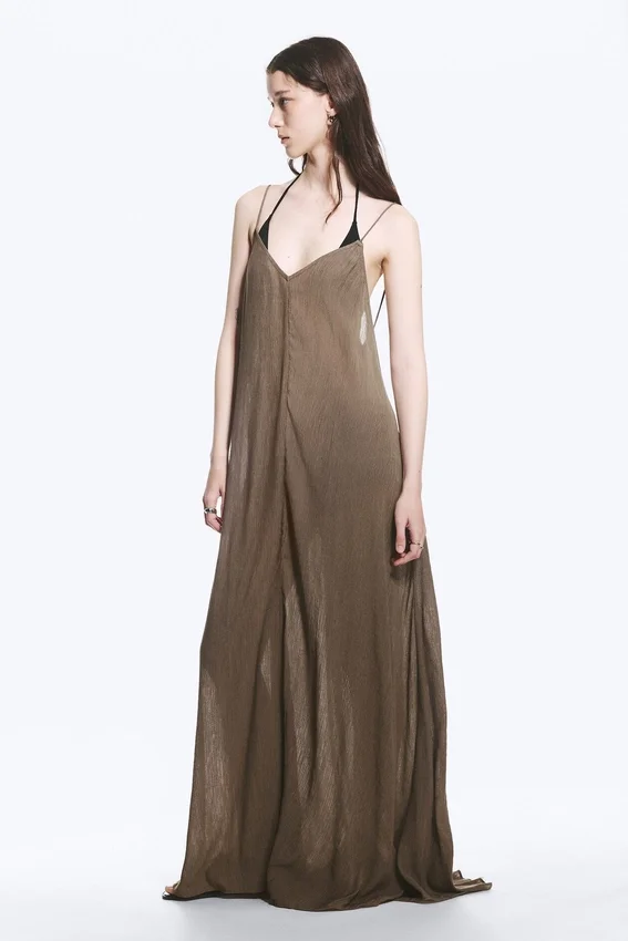 Flowy Maxi Dress – Brown Flowy Maxi Dress – Brown