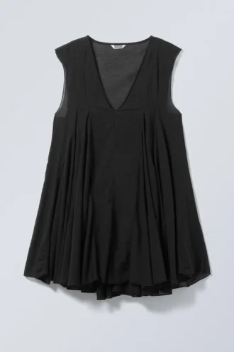 Flowy V-Neck Mini Dress – Black