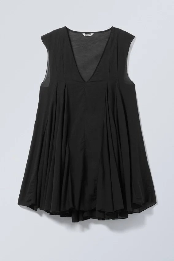 Flowy V-Neck Mini Dress – Black Flowy V-Neck Mini Dress – Black