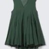 Flowy V-Neck Mini Dress – Dark Green Flowy V-Neck Mini Dress – Dark Green