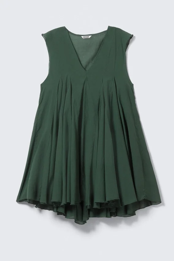 Flowy V-Neck Mini Dress – Dark Green Flowy V-Neck Mini Dress – Dark Green