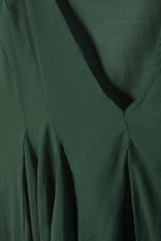 Flowy V-Neck Mini Dress – Dark Green