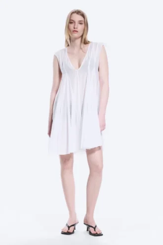 Flowy V-Neck Mini Dress – White