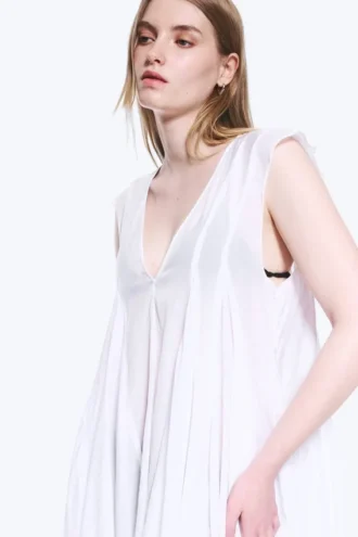 Flowy V-Neck Mini Dress – White