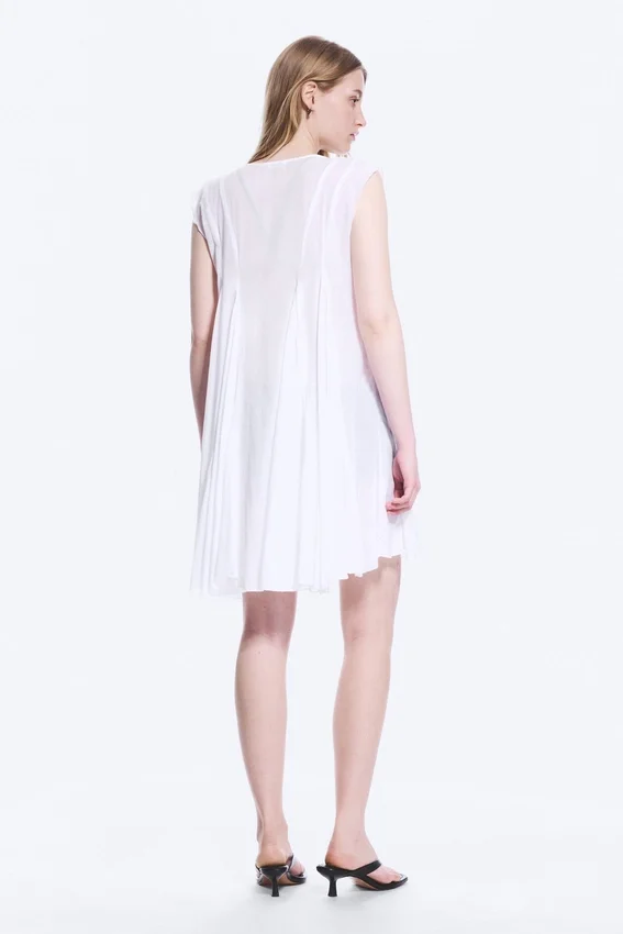 Flowy V-Neck Mini Dress – White Flowy V-Neck Mini Dress – White