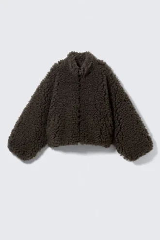 Fluffy Fleece Jacket – Brown