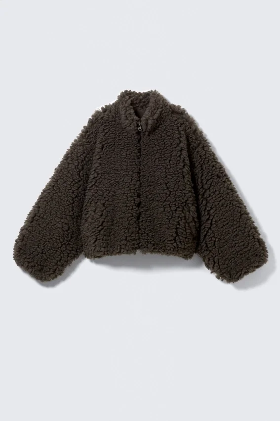 Fluffy Fleece Jacket – Brown Fluffy Fleece Jacket – Brown