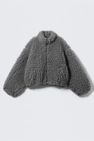 Fluffy Fleece Jacket – Dusty Grey