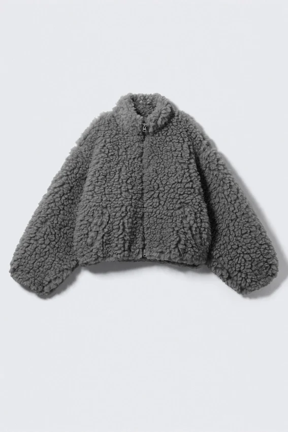 Fluffy Fleece Jacket – Dusty Grey Fluffy Fleece Jacket – Dusty Grey