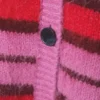 Fluffy Knit Cardigan – Pink & Red Stripe Fluffy Knit Cardigan – Pink & Red Stripe