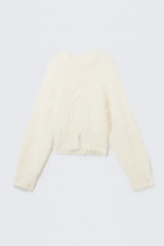Fluffy Knitted Sweater – White