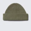 Fold Knit Wool Blend Beanie – Khaki Green Fold Knit Wool Blend Beanie – Khaki Green
