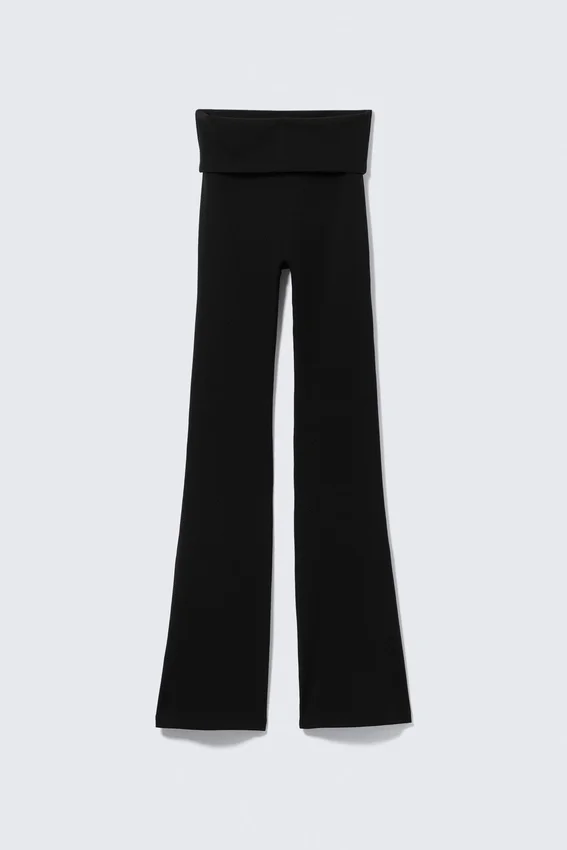 Folded Waist Flared Yoga Tights – Black Folded Waist Flared Yoga Tights – Black