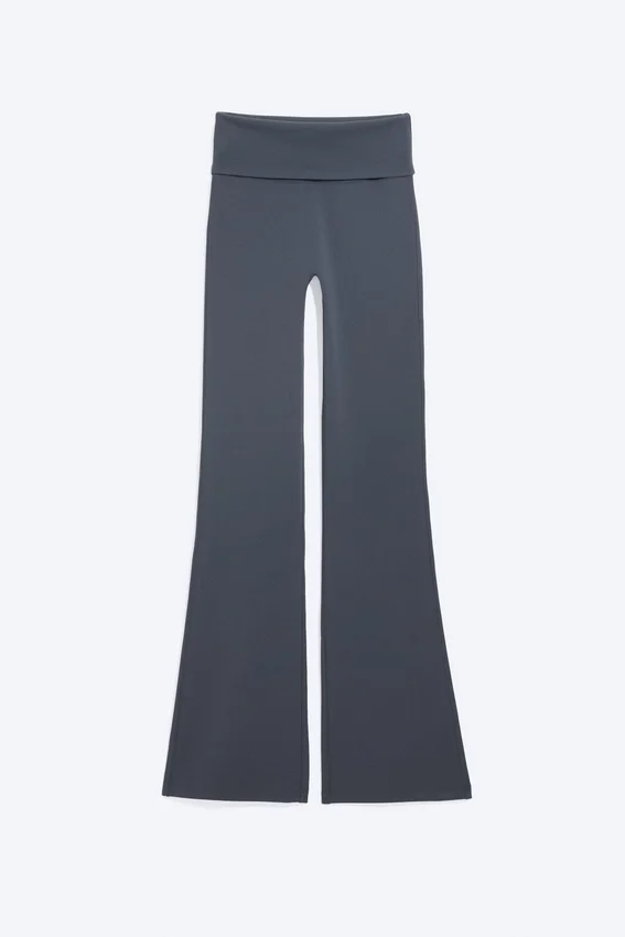 Folded Waist Flared Yoga Tights – Dark Blue Folded Waist Flared Yoga Tights – Dark Blue