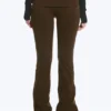 Folded Waist Flared Yoga Tights – Dark Brown Folded Waist Flared Yoga Tights – Dark Brown