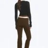 Folded Waist Flared Yoga Tights – Dark Brown Folded Waist Flared Yoga Tights – Dark Brown